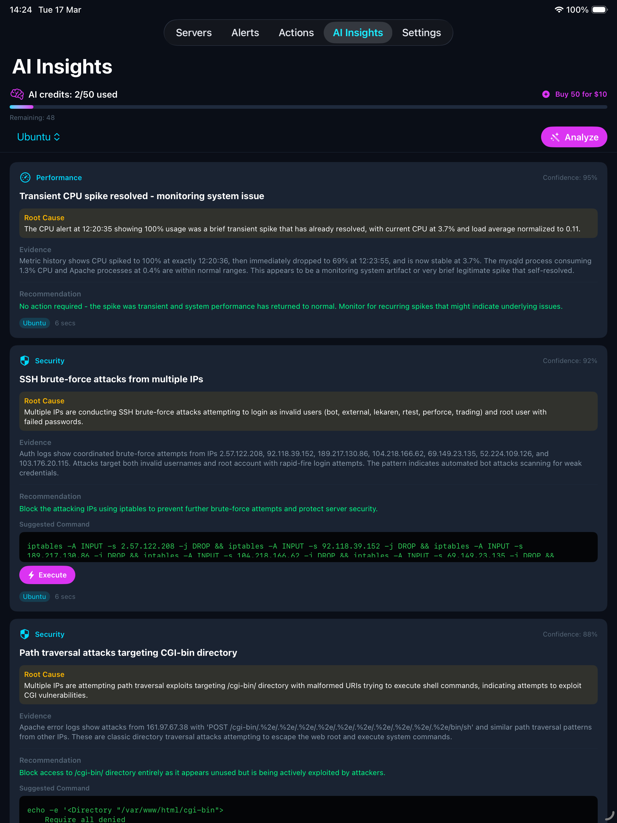 AI report with recommendations
